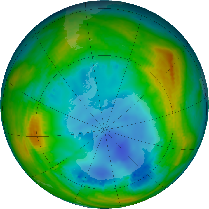 Antarctic ozone map for 26 July 2002